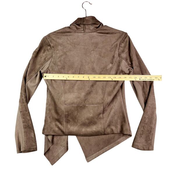 VIGOSS Faux Suede Drape Waterfall Jacket Taupe Beige‎ Size M Excellent Condition - Picture 5 of 9